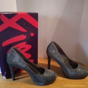 FIONI Night Glittering Silver Heels